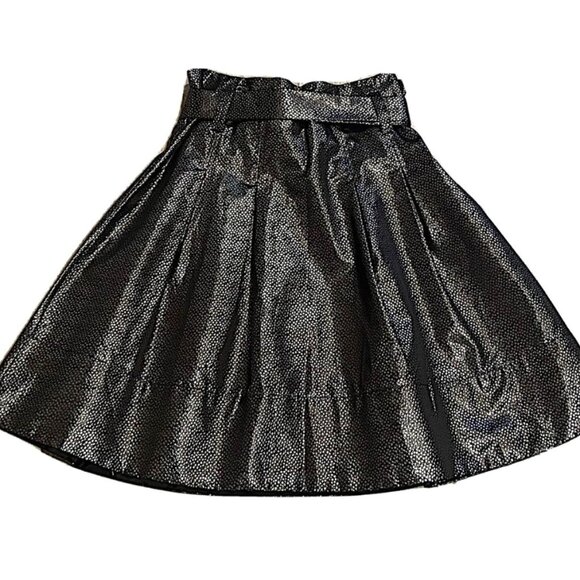 Express Silver and Black High Rise Skirt With Sash Tie Size 2 NWT - Picture 2 of 6